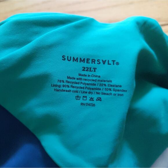 SUMMERSALT One Shoulder Swimsuit Size 22LT Ombre Blue Green One Piece Plus NWOTT - Picture 5 of 7